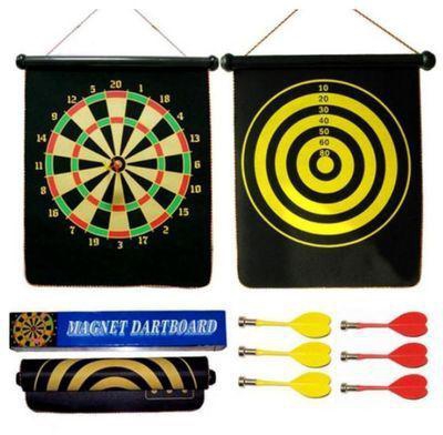 Generic Double Face Magnetic Hanging Dart Board - 6 Darts - 17"
