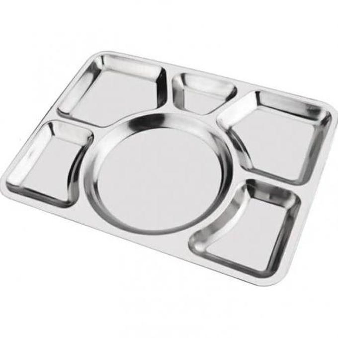 Stainless Steel Rectangular Divided Dinner Tray 6 Sections Dinner Plates