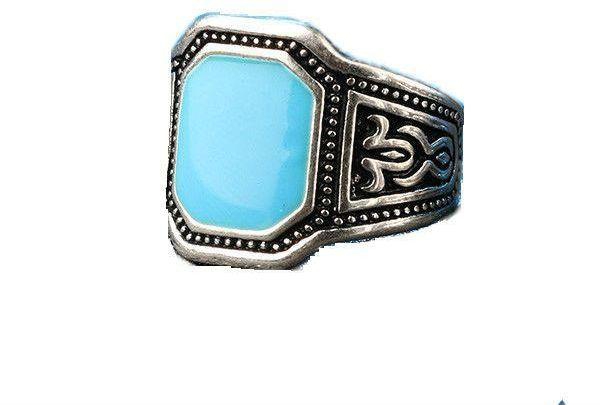 Men's 925 Silver Ring with Blue Pea