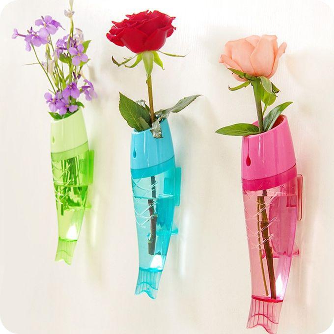 Generic Honana DX-VX1 Creative Wall-mounted Fish Shaped Vase Flowers Hydroponic Transparent Vase