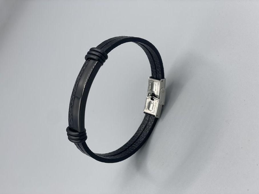 Black Leather Skinny Cute Men’s Bracelet