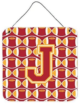Letter J Printed Wall/Door Hanging Cardinal/Gold 6 x 6inch