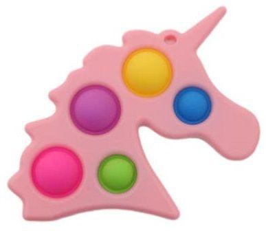 Pop Fidget Toy Bubble Key Chain Sensory Toy Stress Relief - [Unicorn 5 Bubble (Pink)]