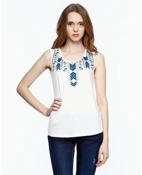 Ravin Embroidered Top - Off White