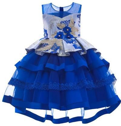 Stylish Fairy Flower Dress Blue