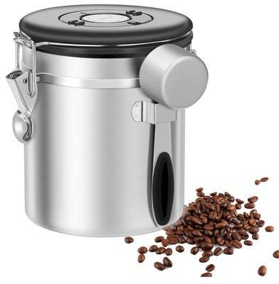 Airtight Coffee Canister Stainless Steel Container Airtight Food Storage Container with Date Tracker and Scoop for Beans Grounds Sugar Tea Flour Cereal Stainless Steel 16OZ
