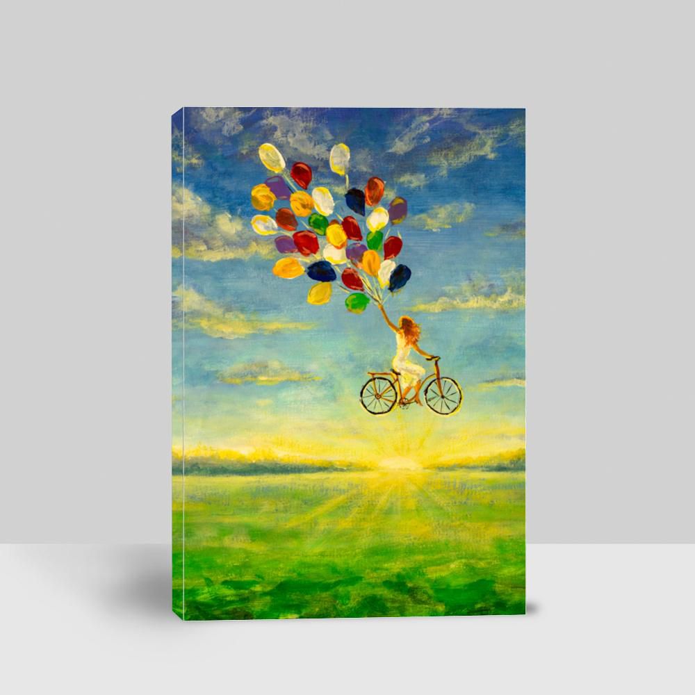 Painting Happy Girl on Bicycle