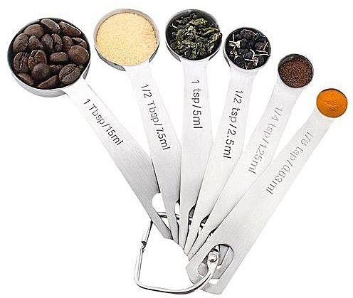 Generic Set Of 6PCS Stainless Steel Measuring Spoons For Dry And Liquid Ingredients Kitchen Tool