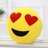 Cute Emoji Pillow Smiley Emoticon Yellow Round Cushion - Interesting Heart Eyes