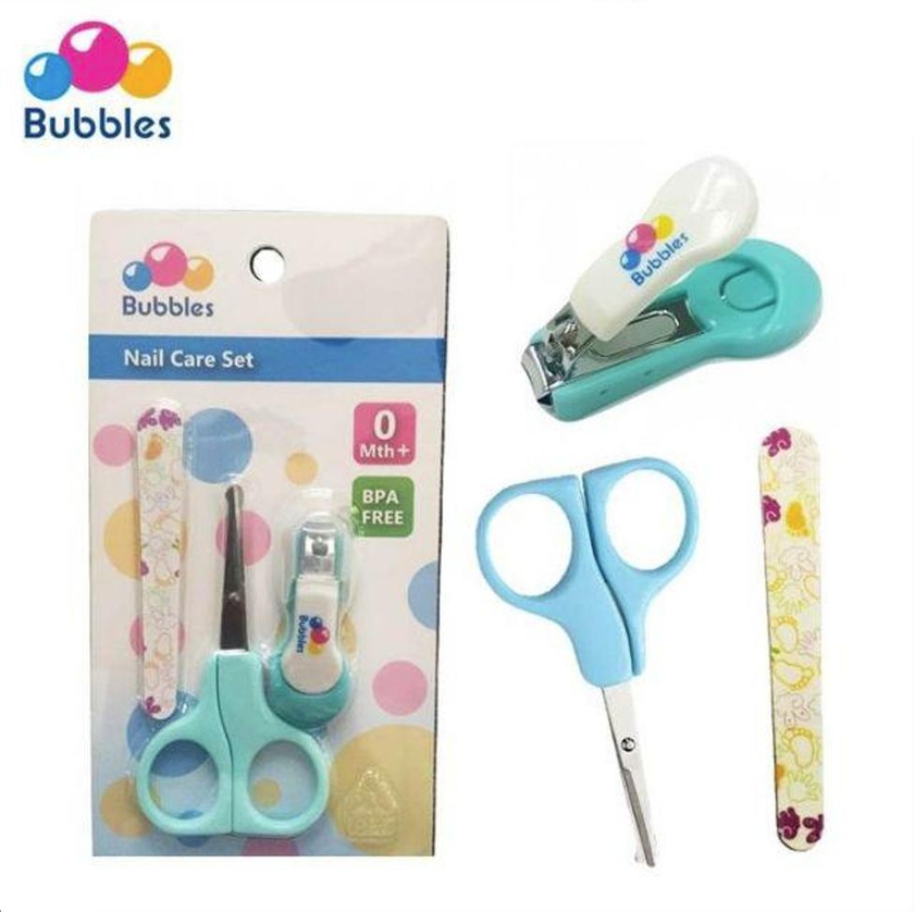 Bubbles 3 in 1 Nail Care Set (Nail Clipper, Safety Scissors & Soft Emery Board)