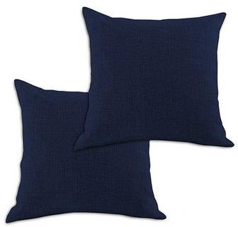 2 Pieces Linen Decorative Cushion Set Linen Dark Blue 45x45centimeter