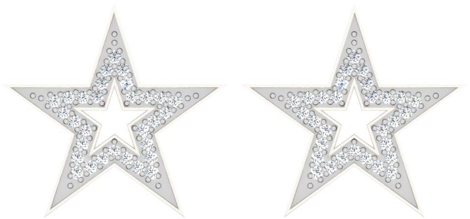 His & Her 0.30 ct GH/SI1 Diamond 14k White Gold Gp 925 Silver Women's Star Stud Earrings 8903464213899
