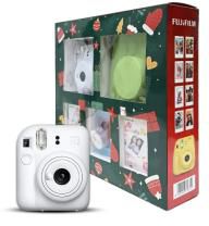 Fujifilm Instax Mini 12 Camera, 60mm, With Christmas Box, 6 Pieces - White