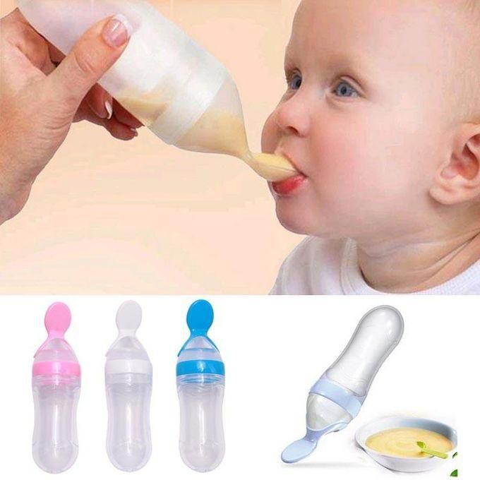 90ml Soft Silicone baby feeding bottle with spoon tip 5pcs