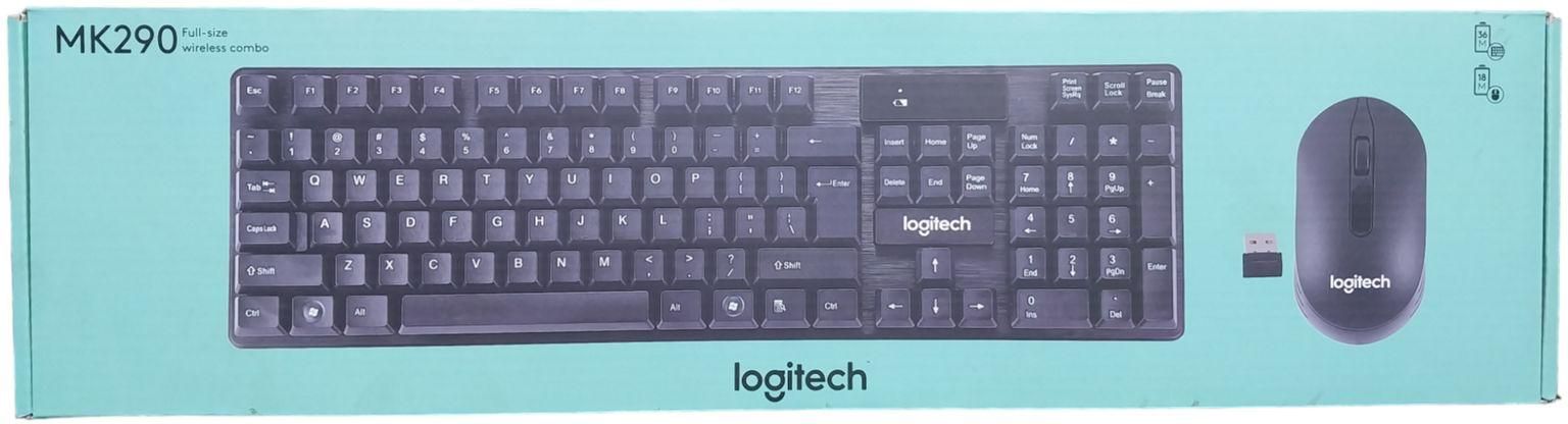 Logitech MK290 Wireless Keyboard And Mouse COMBO Modern Full Size Layout, High-Quality Membrane Keyboard, Optical Mouse Max.