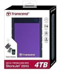 Transcend 4TB StoreJet 25H3 External Storage Millitary-Grade Shock Resitant - (Black & Purple)