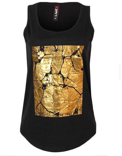 Link Link Black With Gold Patterned Tank Top