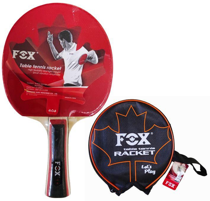 Fox Table Tennis Racket Long Handle With Case 1-Star, Black/Red Hand