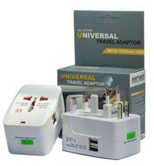 Universal Travel Power Adaptor Plug- 2 Usb Ports
