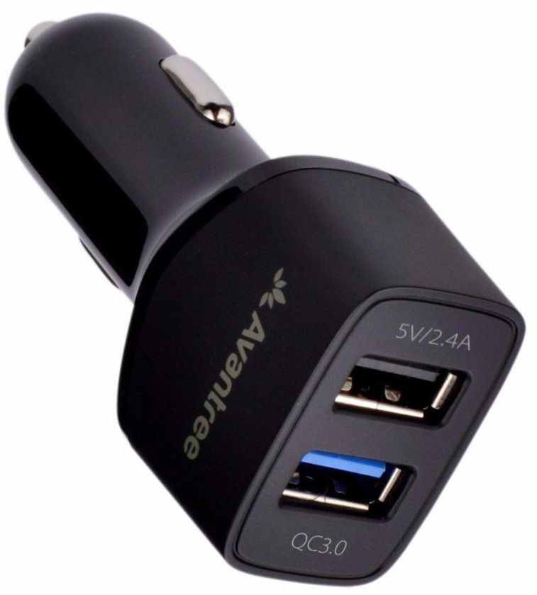 Avantree Dual USB Port QC 3.0 Quick Car Charger - TR409Q (Black)
