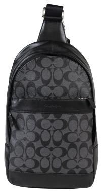 Coach F54787-CQBK Men's Charcoal Black Leather Shoulder Bag