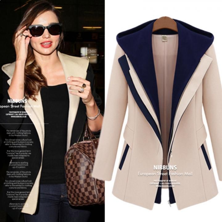 Women's Spring Slim Business Suits Fashion False Two Piece Hooded Zip Jackets Office Coats S-XXL black s