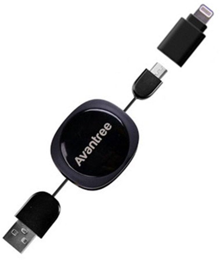 Avantree Set-09 2 in 1 Retractable Micro USB Cable & Lightning Cable