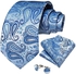 Fashion Light blue and royal blue paisley necktie