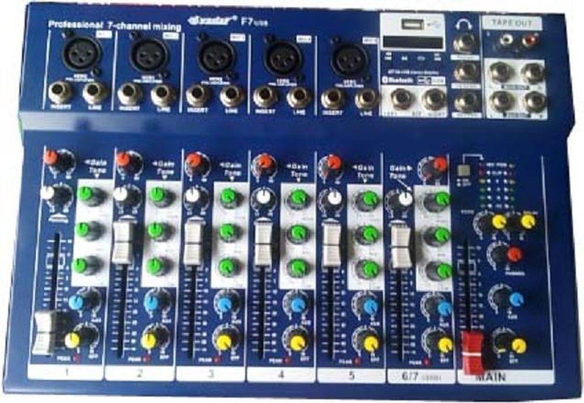 7 Channel Mixer With Bluetooth, USB Input And Phantom Light.