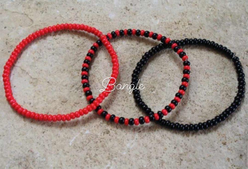 Fashion Rubber Stick 3pcs Black & Red Bracelet