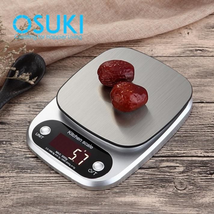 Osuki Digital Kitchen Scale - 10Kg-1g Free Battery (Silver)