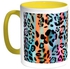 Leopard Skin Printed Coffee Mug Yellow/White 11ounce