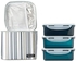 Lock & Lock Lunch Box (1.2L Container x3+180g Cool Ice Pack+Bag) Grey