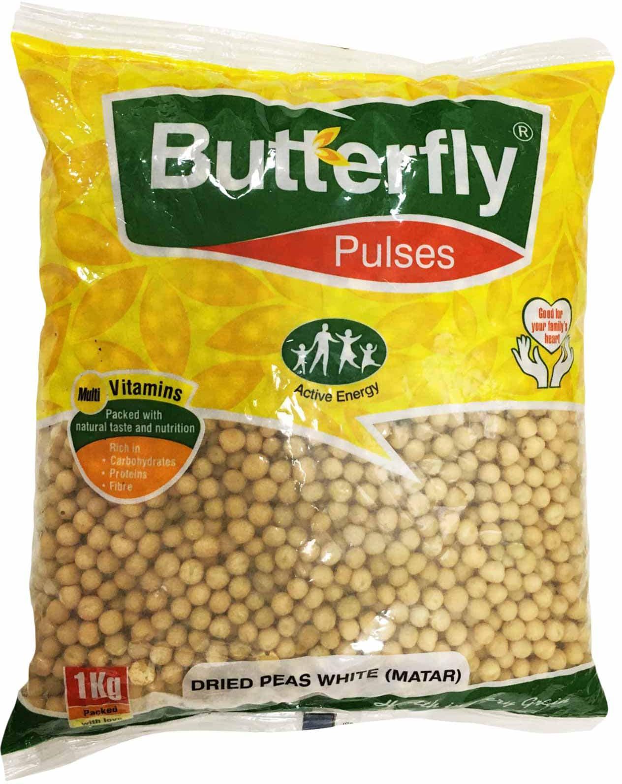 Butterfly Pulses Dried White Peas 1Kg
