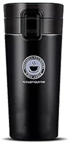 Fresh Double Wall 300ML Vacuum Insulated Stainless Steel Tea Coffee Mug Thermos Flask Travel Mug - Tumbler with Flip Lid Mesh Filter Hot and Cold for 6 Hours (Color Black)
