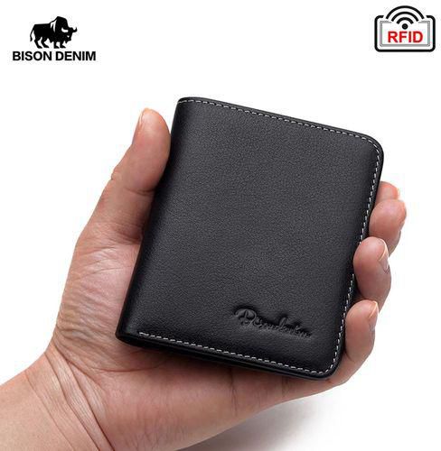 Bison Denim Men's 100% Cow Leather Wallet Small Size