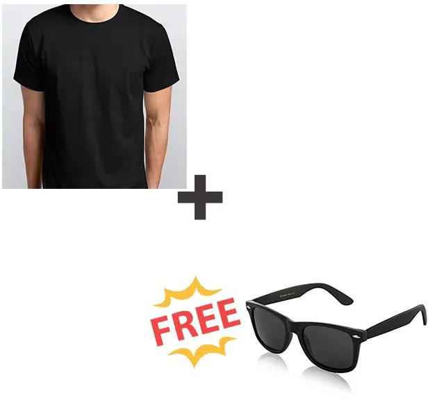 Black round neck T-shirt + free Sunglasses