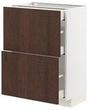 METOD / MAXIMERA Base cab with 2 fronts/3 drawers, white/Sinarp brown, 60x37 cm - IKEA