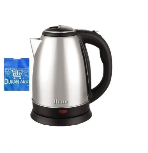 Hoho Electric Water Kettle, 1.5 Liters, 1500 Watt - Black and Silver with Gift Bag