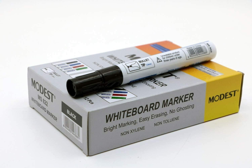 Modest White Board Marker Bullet Tip Ms822-Black- 12Pcs