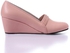 Round Toe Leather Wedge - Pink
