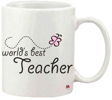مج بطبعة عبارة "World's Best Teacher" أبيض/أسود/وردي