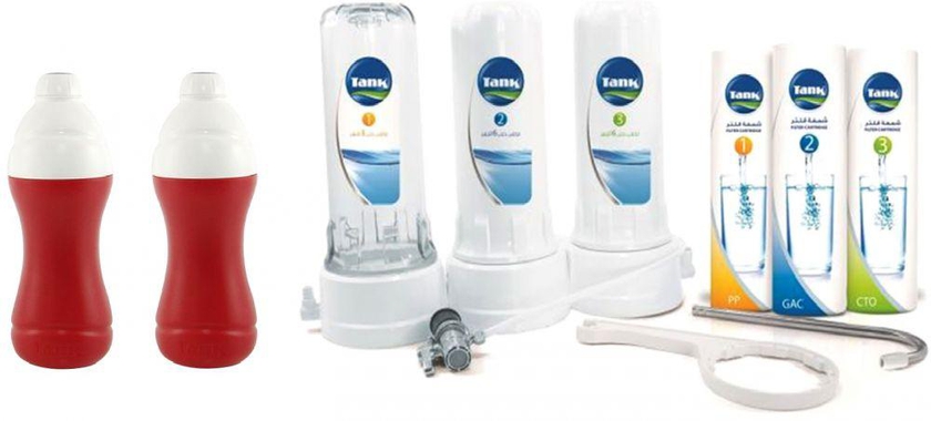 Tank Extra Pure Water Filters With Tap And Set Of 2 Tank Ice Bottle, 0.75 Liter