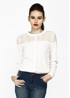 FabAlley Lace Elements Shirt White Small