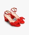 Red Lavish Bow Detail Block Heel Sandals