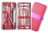 18-Piece Nail Utility Grooming Set With Leather Case Pink/Silver