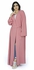 Smoky Egypt Solid Open Front Abaya With Belt - Pink