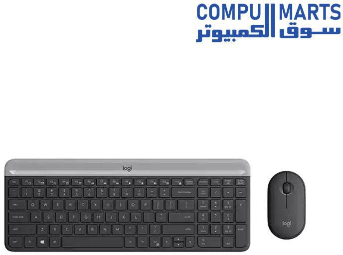 لوجيتك سليم لوحة مفاتيح لاسلكية وماوس كومبو MK470-BLACK - 920-010069