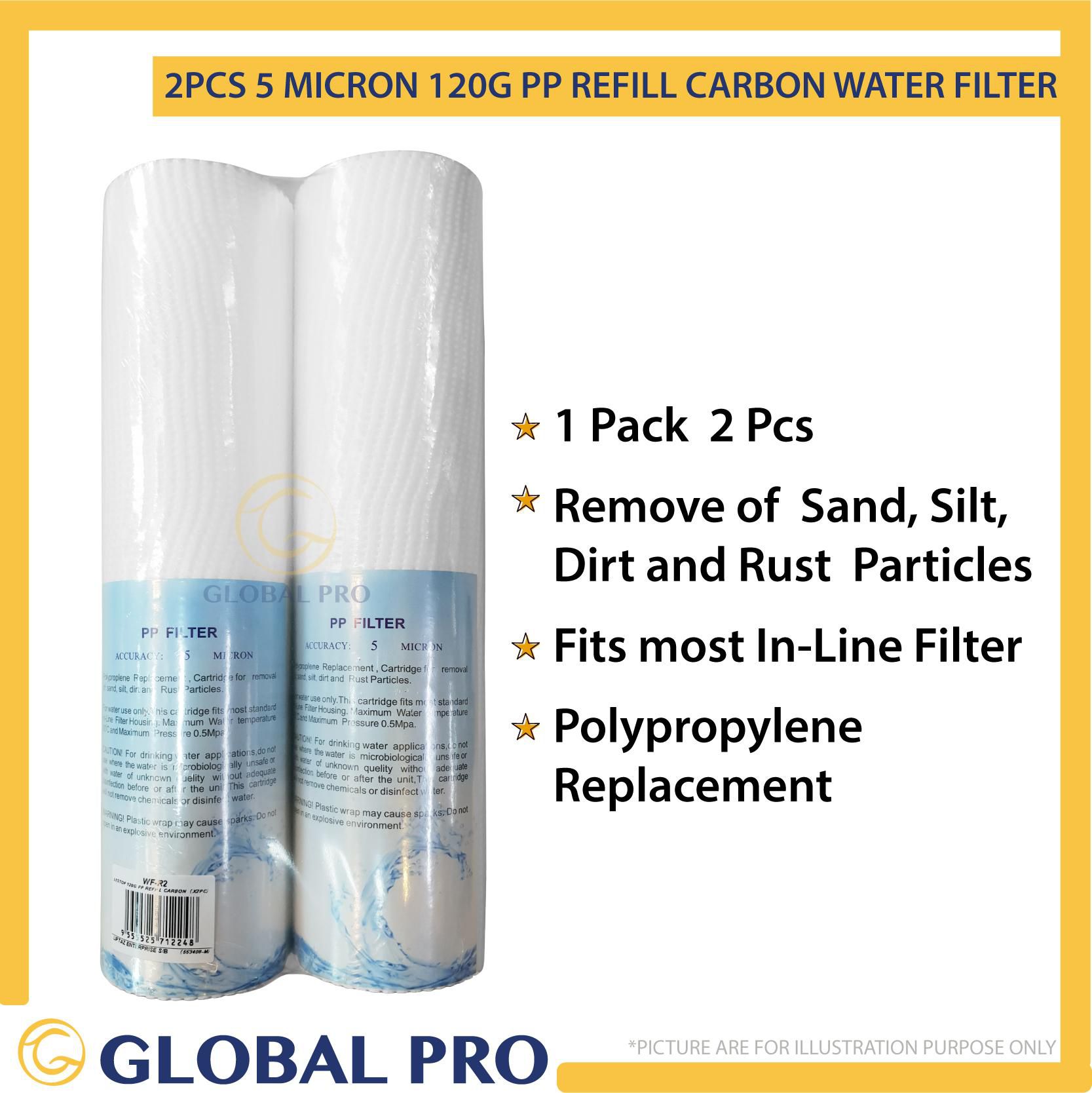 2PCS 5 Micron 120G PP Refill Carbon Water Filter Replacement Cartridge