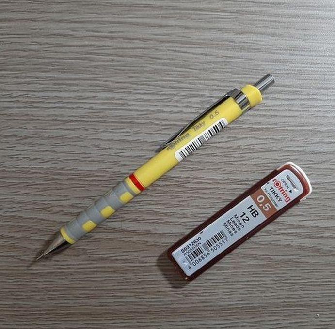 Rotring Tikky Mechanical Pencil - 0.5 Ml - Yellow + 12 Minen Leads - 0.5Ml